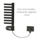 Termoarredo elettrico  Nero opaco 700x400 mm con termostato digitale Potenza 300 W