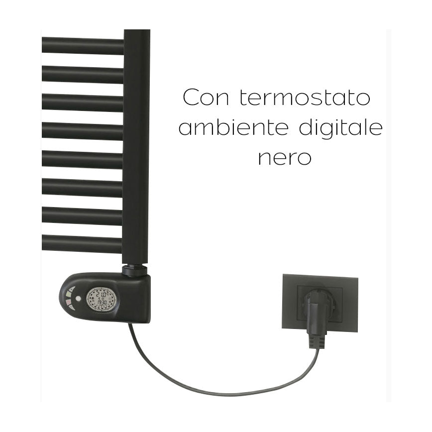 Termoarredo elettrico CSRadiators Nero opaco 1732x500 mm con termostato digitale Potenza 900 W