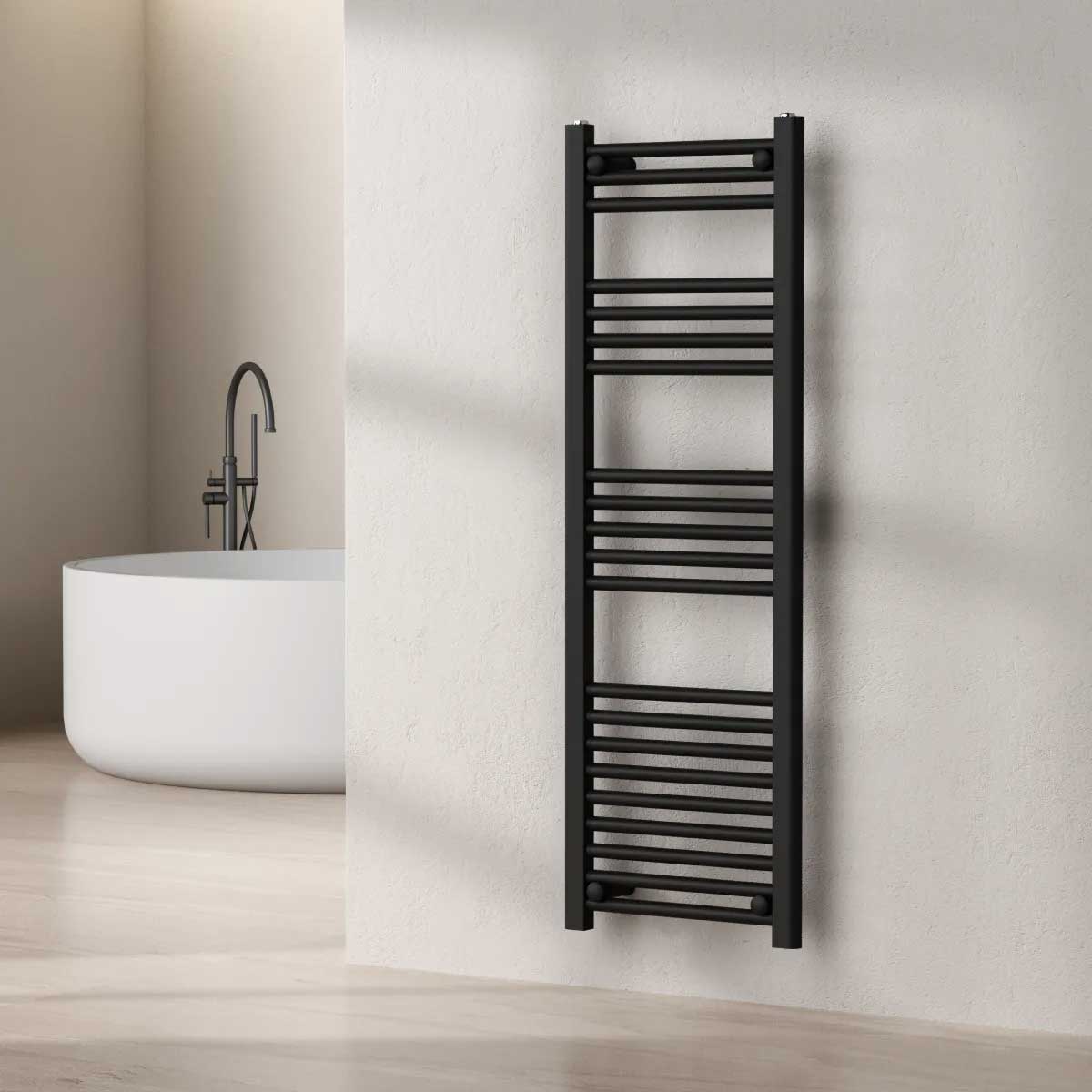 Termoarredo scaldasalviette da bagno idraulico 1230x500 mm interasse 450 mm in acciaio Verniciato Nero