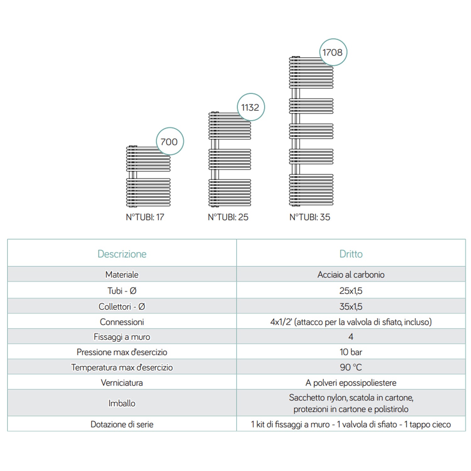 Scaldasalviette idraulico bianco 60x113