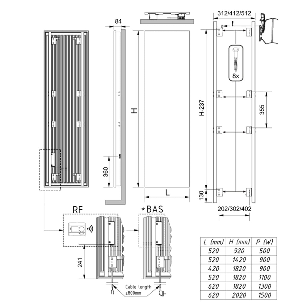  Termoarredo elettrico a piastra verticale 182x62 cm modello 'Marilyn' E-Termocrea Smart