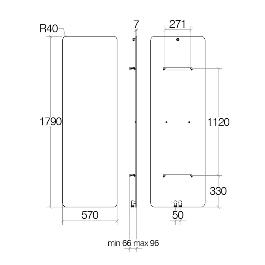 Termoarredo idraulico 960 Watt a muro in acciaio al carbonio collezione Caligo di Lineabeta colore bianco cm 57x179