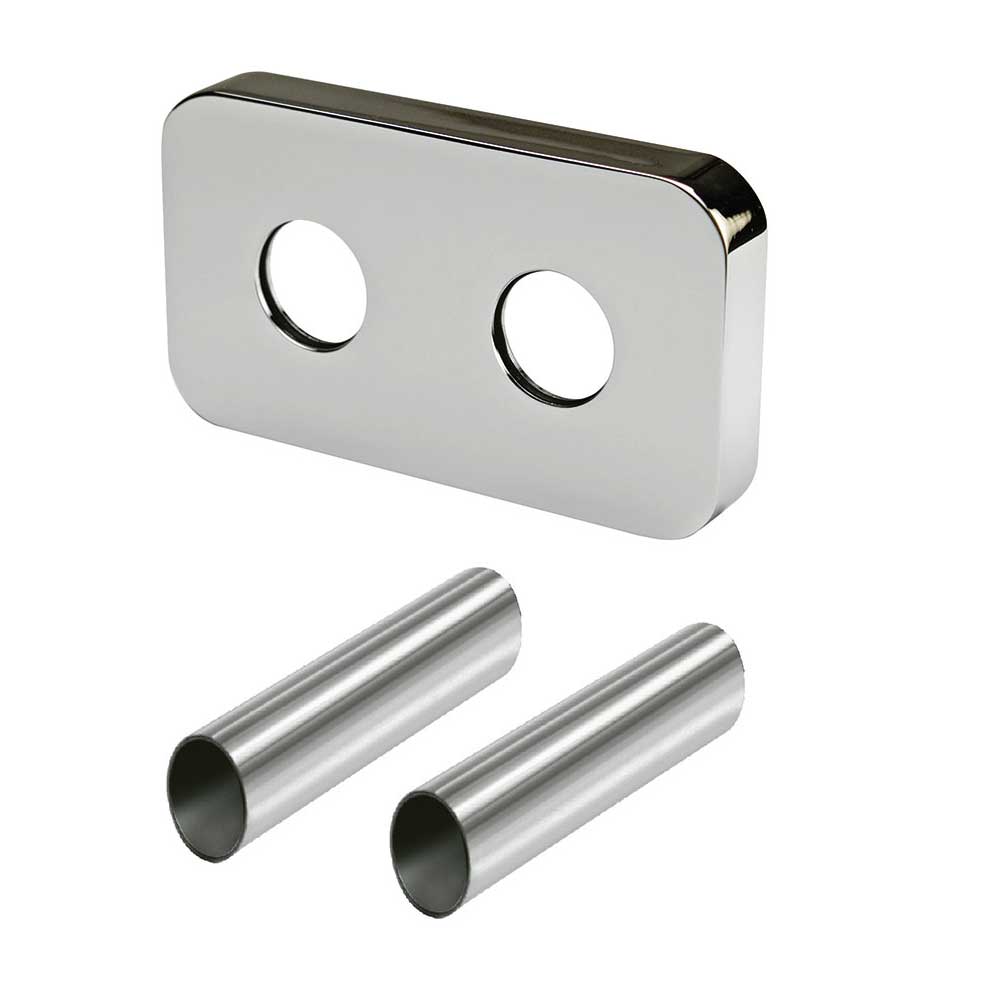 Valvola-detentore termostatizzabile per interasse 50 mm con kit copritubo cromo