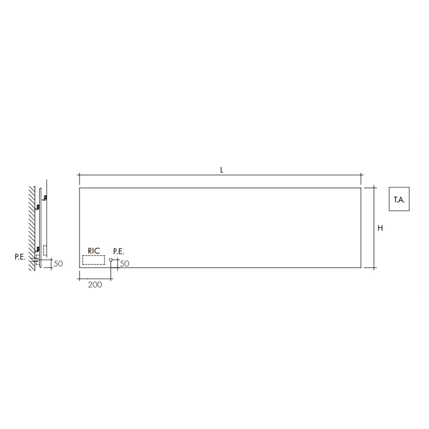  Termoarredo elettrico a piastra orizzontale Scirocco modello TermoCrea Bianco 360x1200 mm