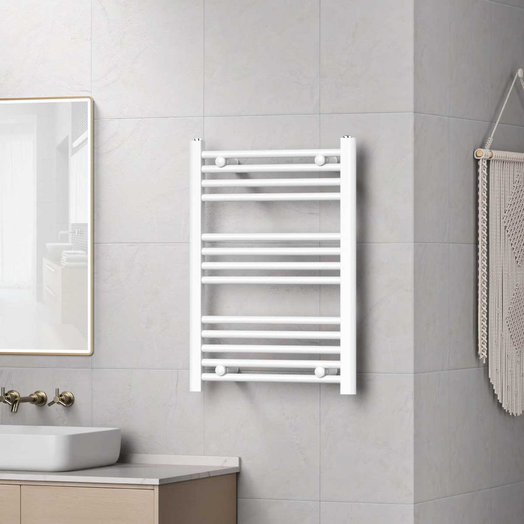 Termoarredo scaldasalviette da bagno idraulico 840x500 mm interasse 450 mm in acciaio Verniciato Bianco
