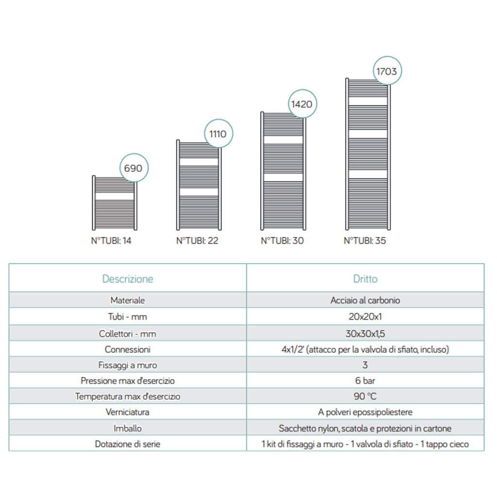 Termoarredo idraulico modello Todi di Lazzarini 1110x500 - Cromo