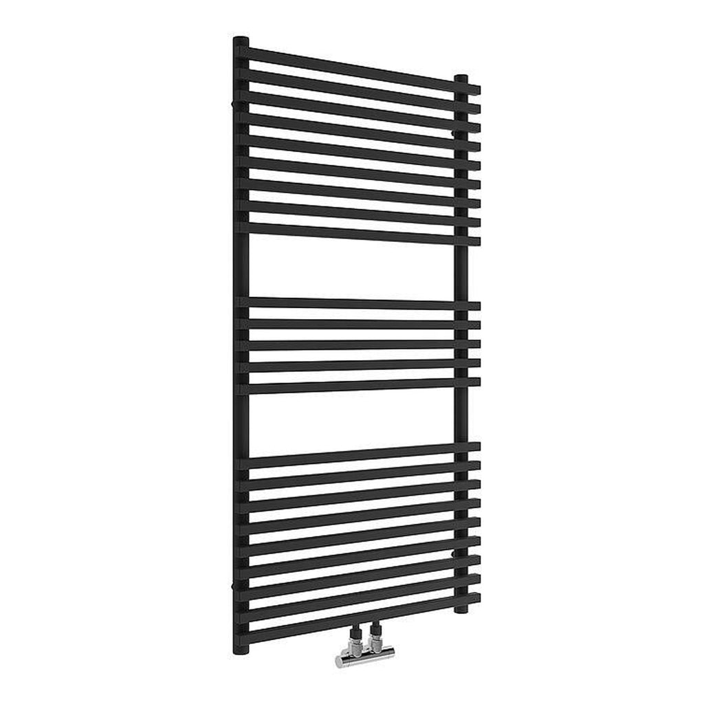 Termoarredo idraulico modello Trapani 1170x600 dritto con attacchi centrali 50 mm - Nero Opaco