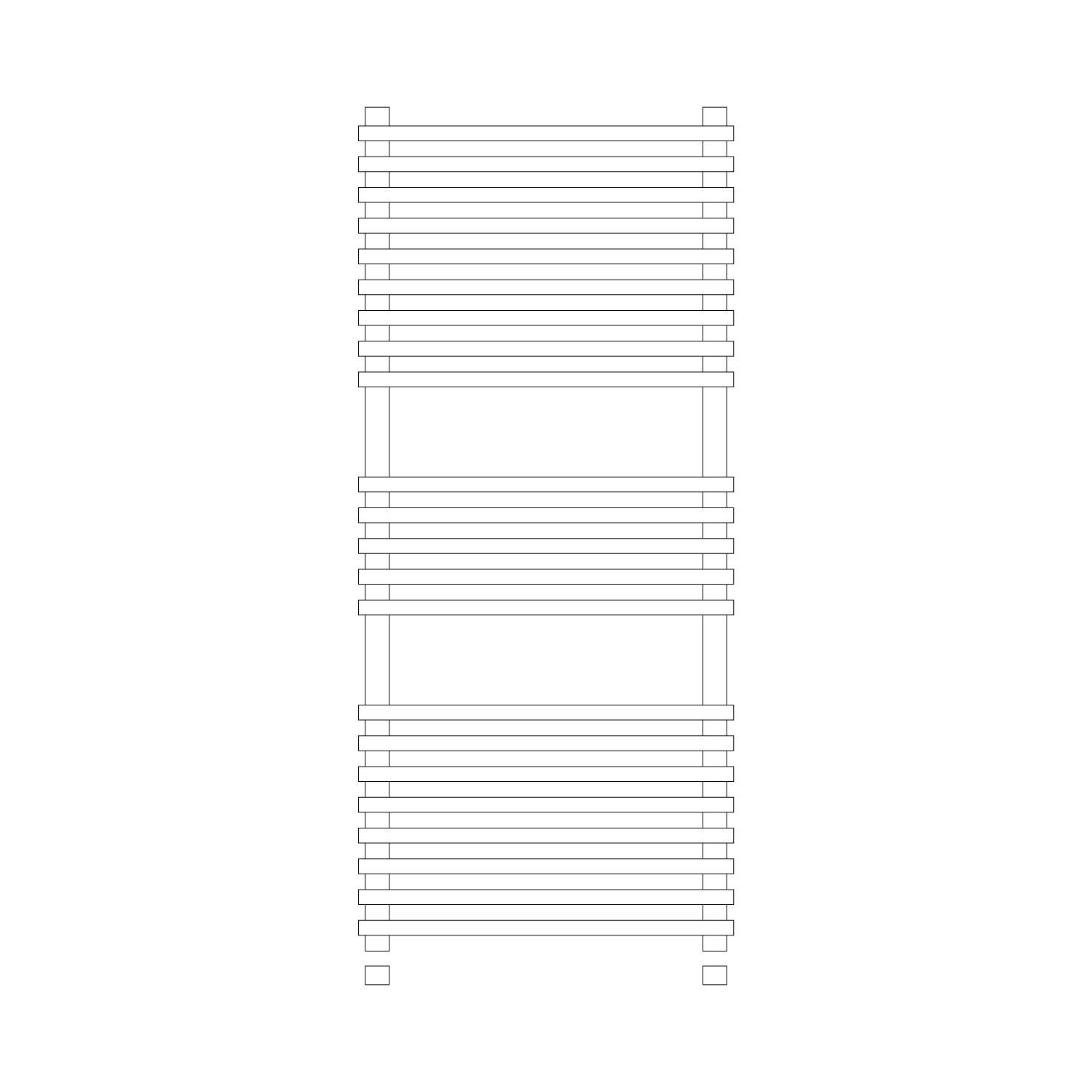 Termoarredo idraulico modello Trapani 1170x600 dritto con attacchi centrali 50 mm - Bianco