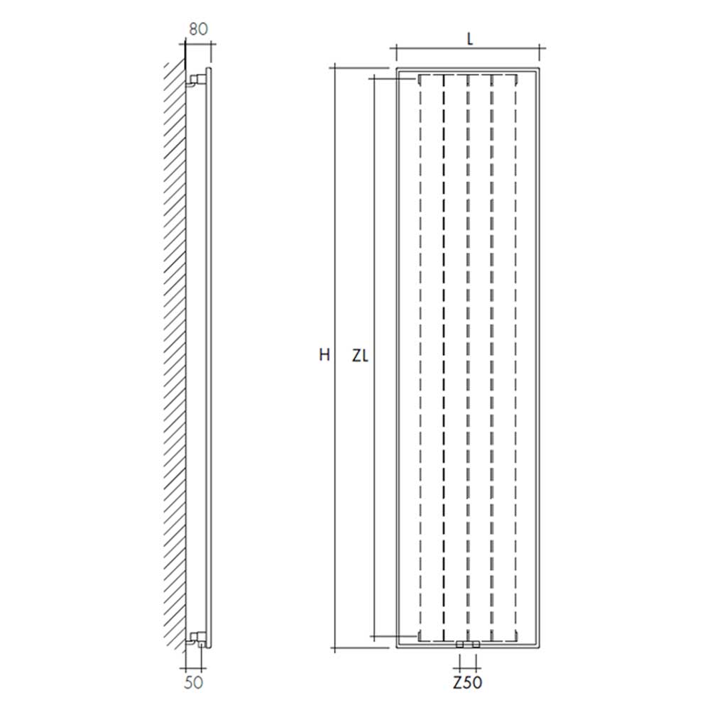  Termoarredo idraulico 150x59 cm interasse mm 50 Modello 'Adele' Termocrea