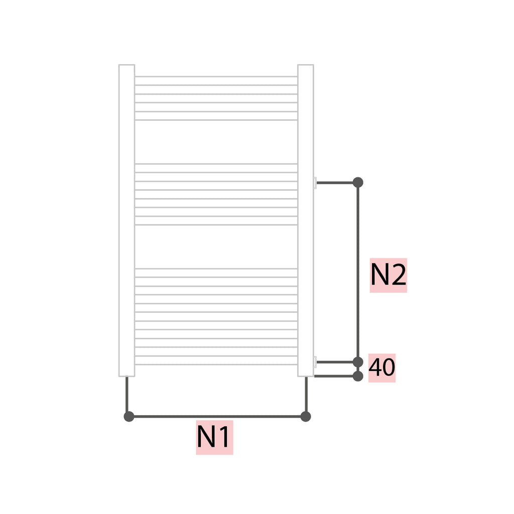 Termoarredo idraulico modello Bolzano Reno 803x500 dritto con attacchi laterali 40/500 - Bianco