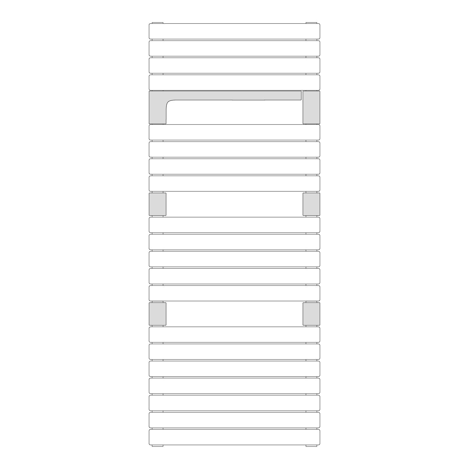 Termoarredo idraulico modello Torino 1360x550 dritto - Quarzo