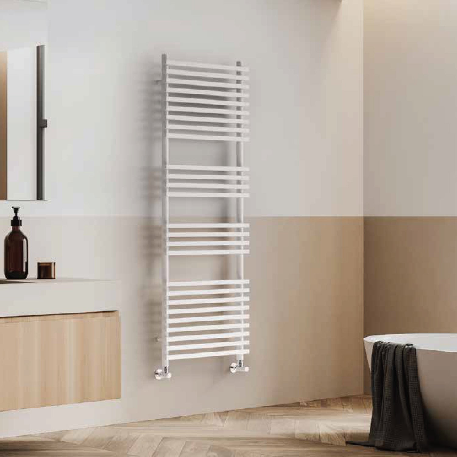 Termoarredo idraulico modello Trapani di Lazzarini 1400x500 dritto - Bianco