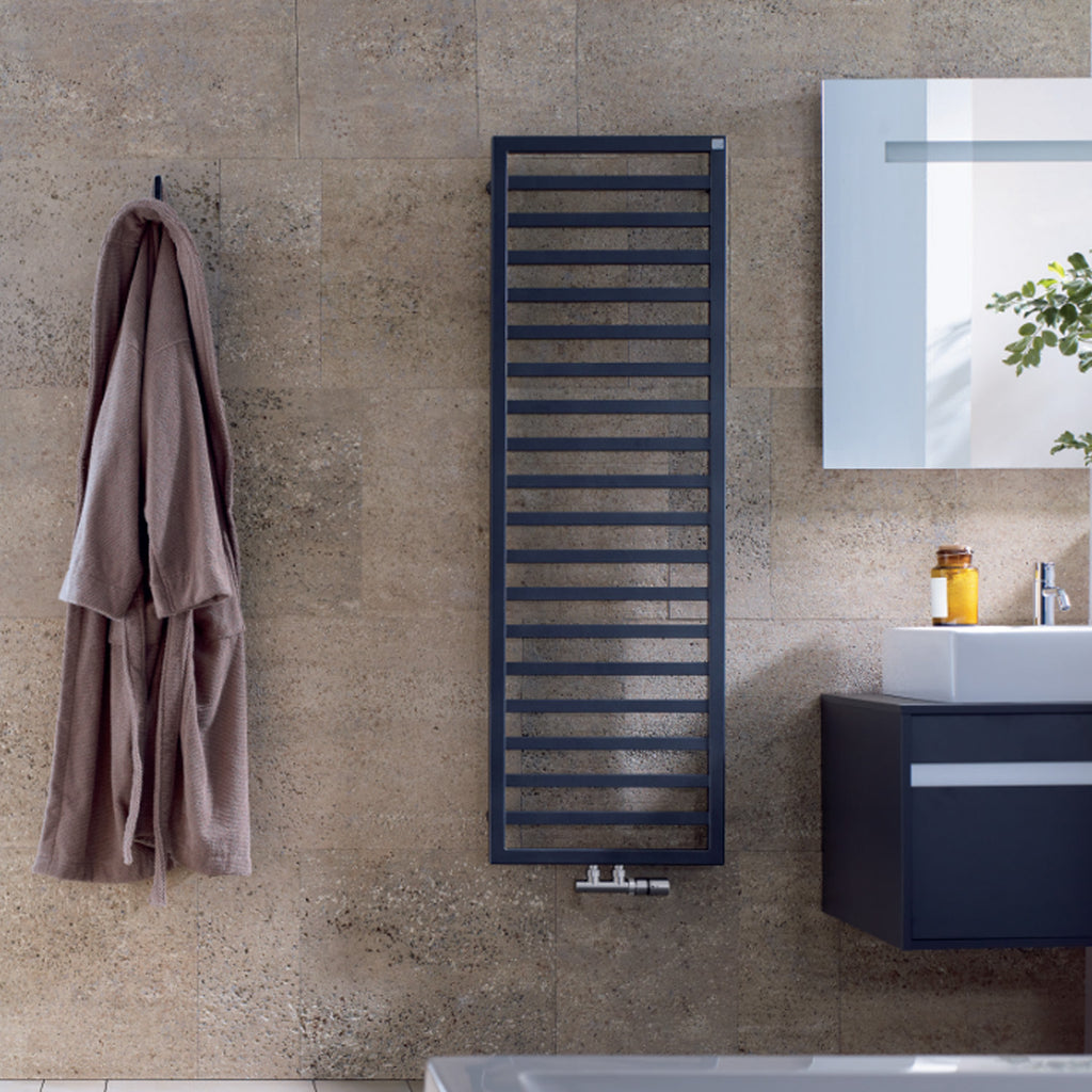 Termoarredo in acciaio Nero Opaco Zehnder modello Quaro H. 1403 x L. 600 mm