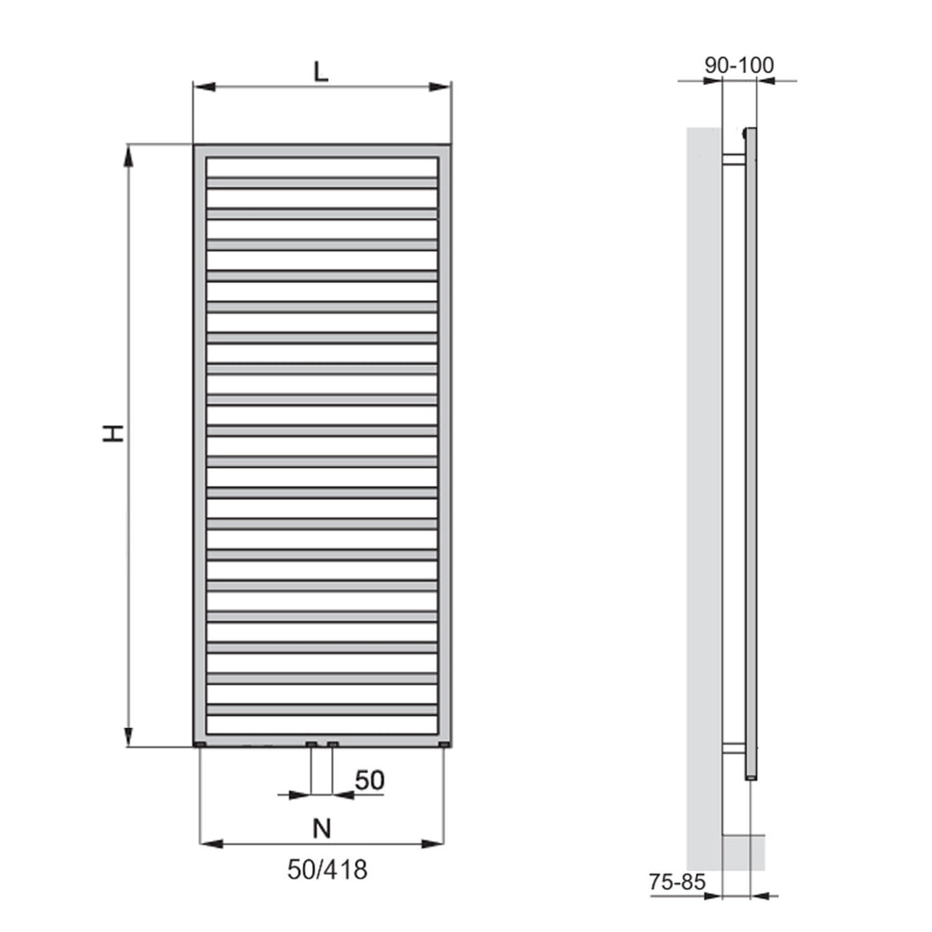 Termoarredo in acciaio bianco Zehnder modello Quaro H. 1403 x L. 450 mm