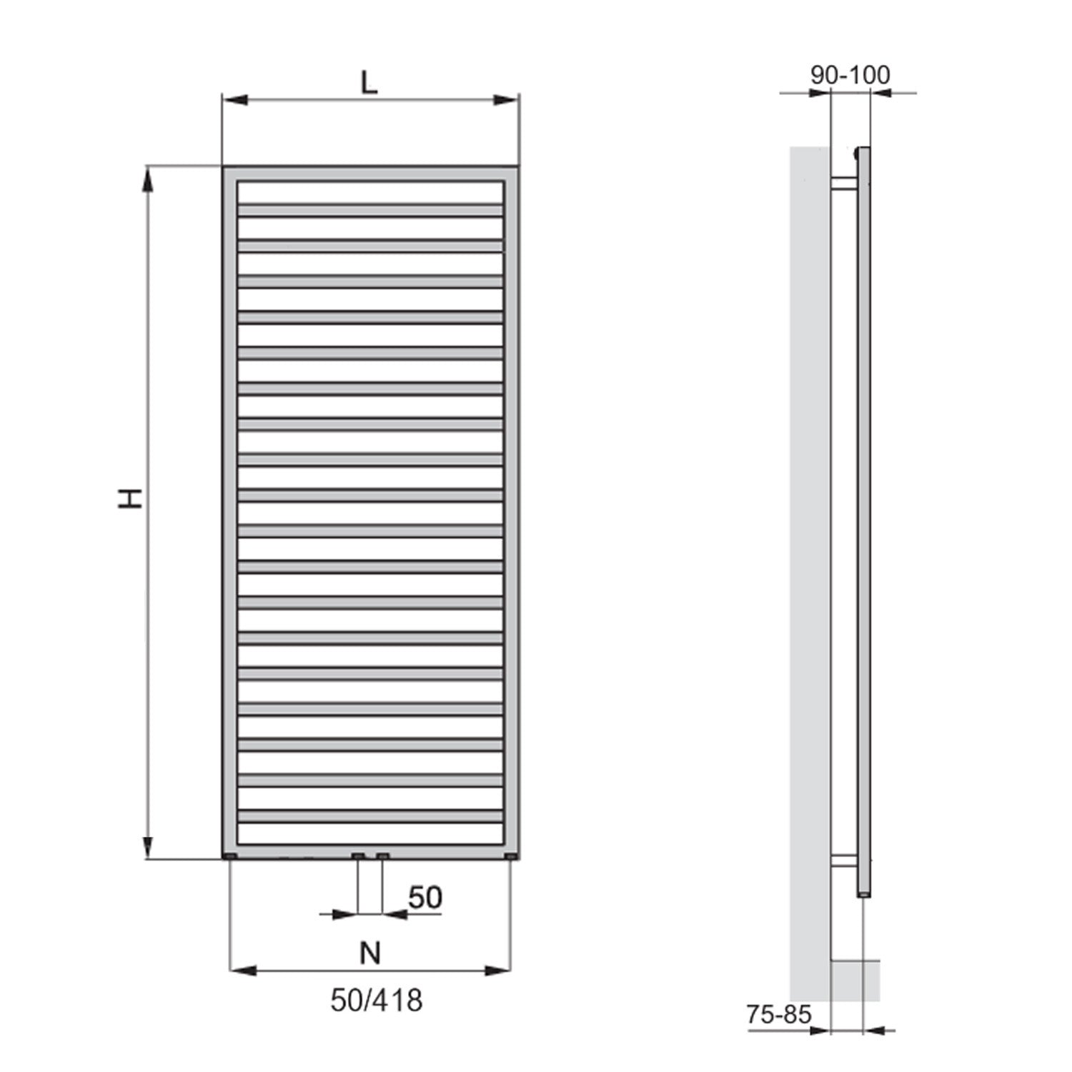 Termoarredo in acciaio bianco Zehnder modello Quaro H. 1403 x L. 450 mm
