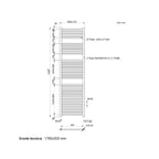 Termoarredo scaldasalviette da bagno idraulico 1780x500 mm interasse 450 mm in acciaio Cromato
