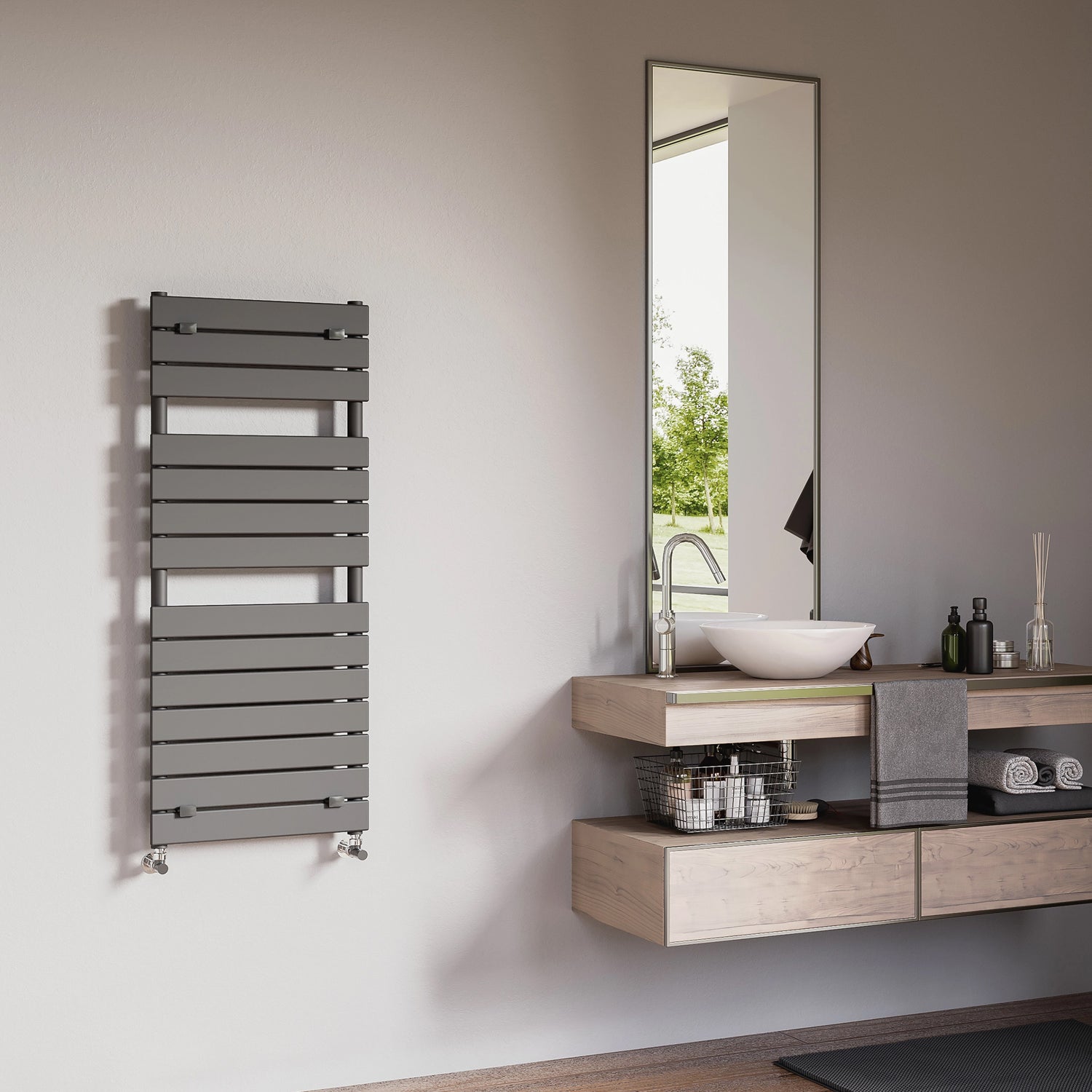 Termoarredo idraulico modello Palermo di Lazzarini 1213x500 - Nero Opaco