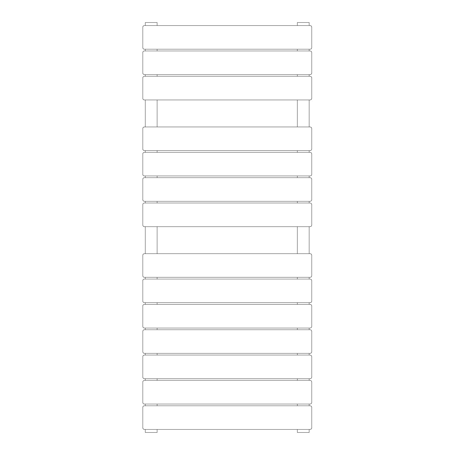 Termoarredo idraulico modello Palermo di Lazzarini 1213x500 - Nero Opaco