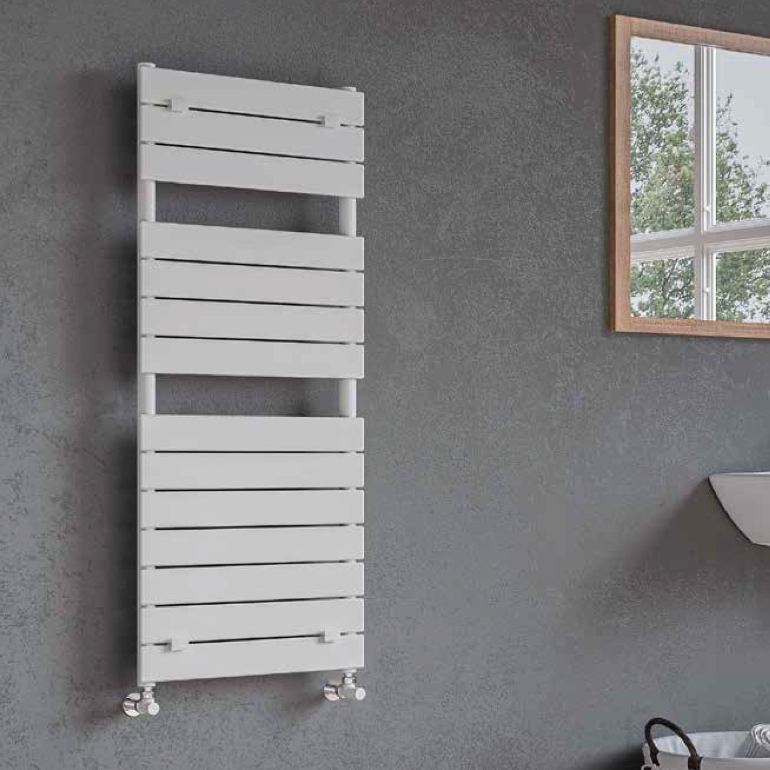 Termoarredo idraulico modello Palermo di Lazzarini 1213x500 - Bianco