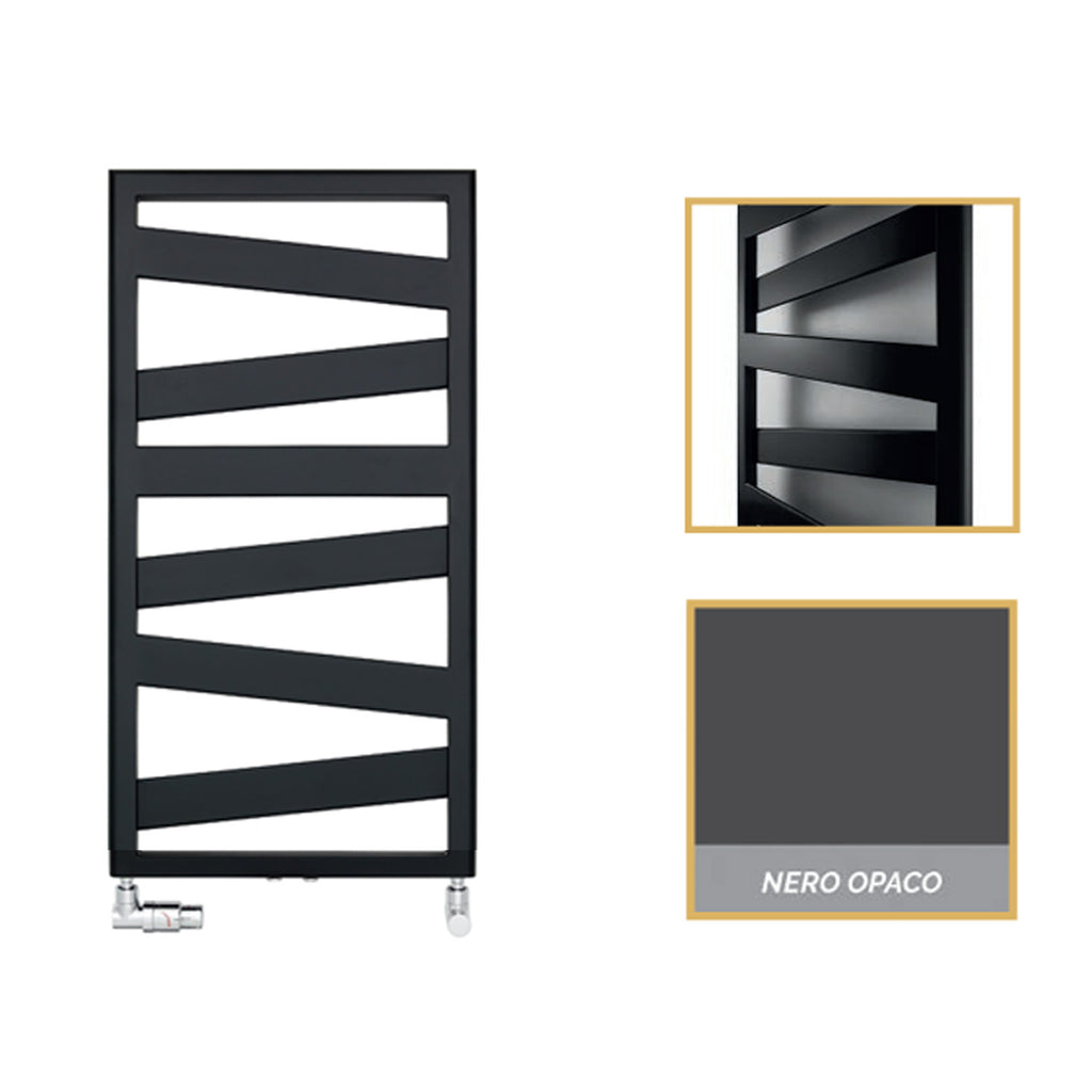 Termoarredo in acciaio Nero Opaco Zehnder modello Ribbon H. 965 x L. 500 mm