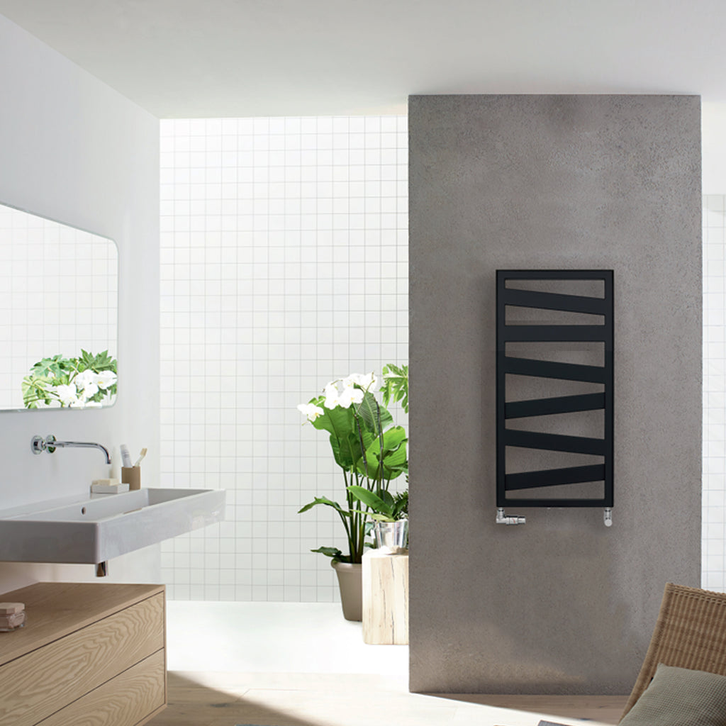 Termoarredo in acciaio Nero Opaco Zehnder modello Ribbon H. 965 x L. 500 mm