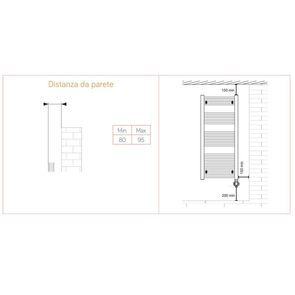 Termoarredo elettrico bianco 1200x500 Lazzarini E-Bolzano 500 watt con termostato
