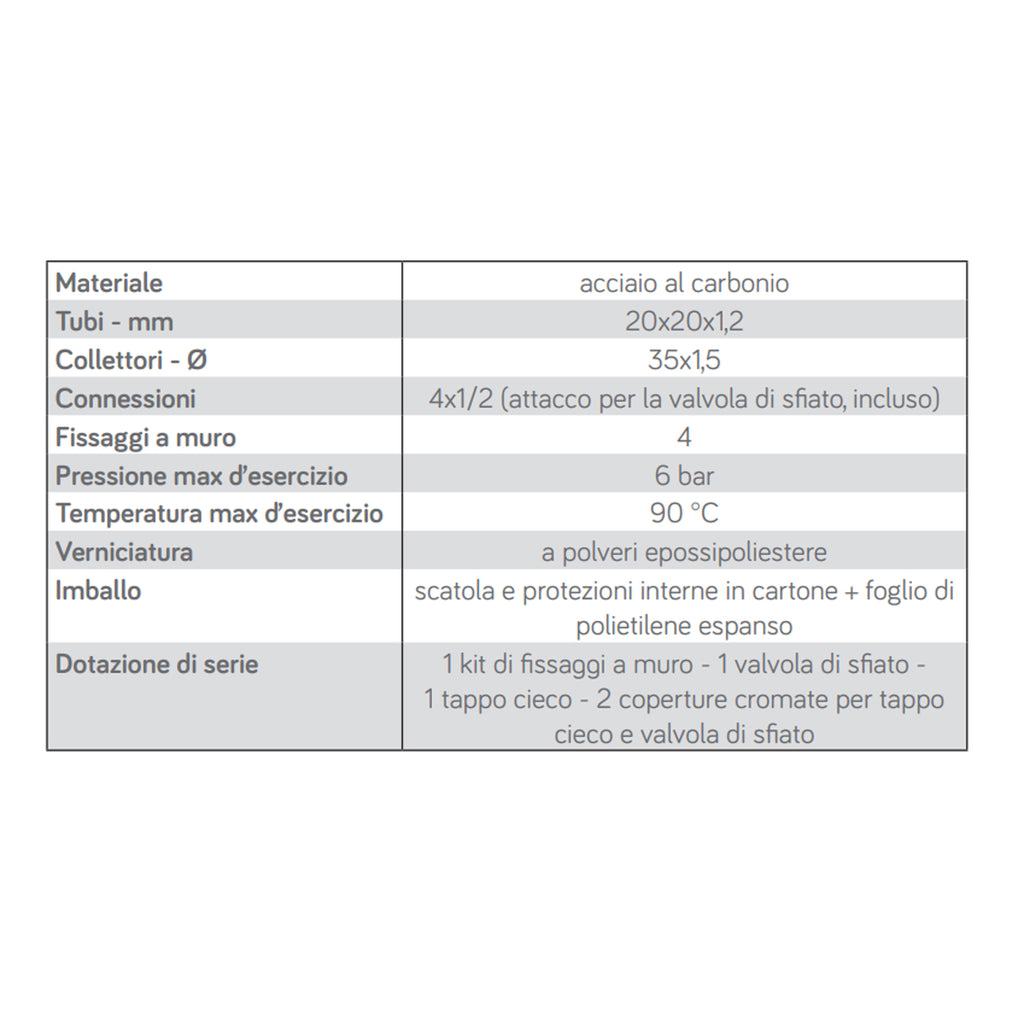 Termoarredo singolo Lazzarini 1806x392mm interasse 392/177 mm modello Grosseto V finitura Bianco