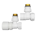 Kit valvola termostatizzabile e detentore a squadra 3/4â€™â€™ EK con adattatori 16x2 mm Lazzarini - Bianco