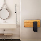 Scaldasalviette elettrico modello Xilo orizzontale 500 Watt serie legno con porta asciugamani cm 80x8x40h Hom Warm