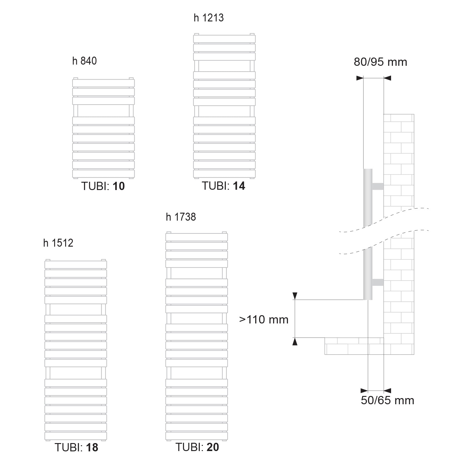 Termoarredo scaldasalviette Lazzarini Palermo 1512x500  interasse 450 cromato