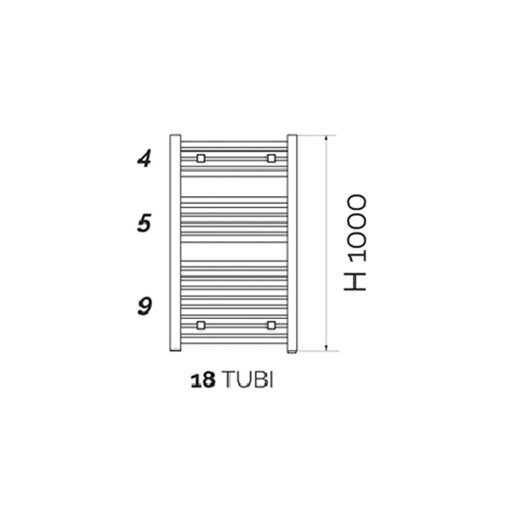Termoarredo design cromo Aton tubi  quadrati orizzontali altezza 1000 mm
