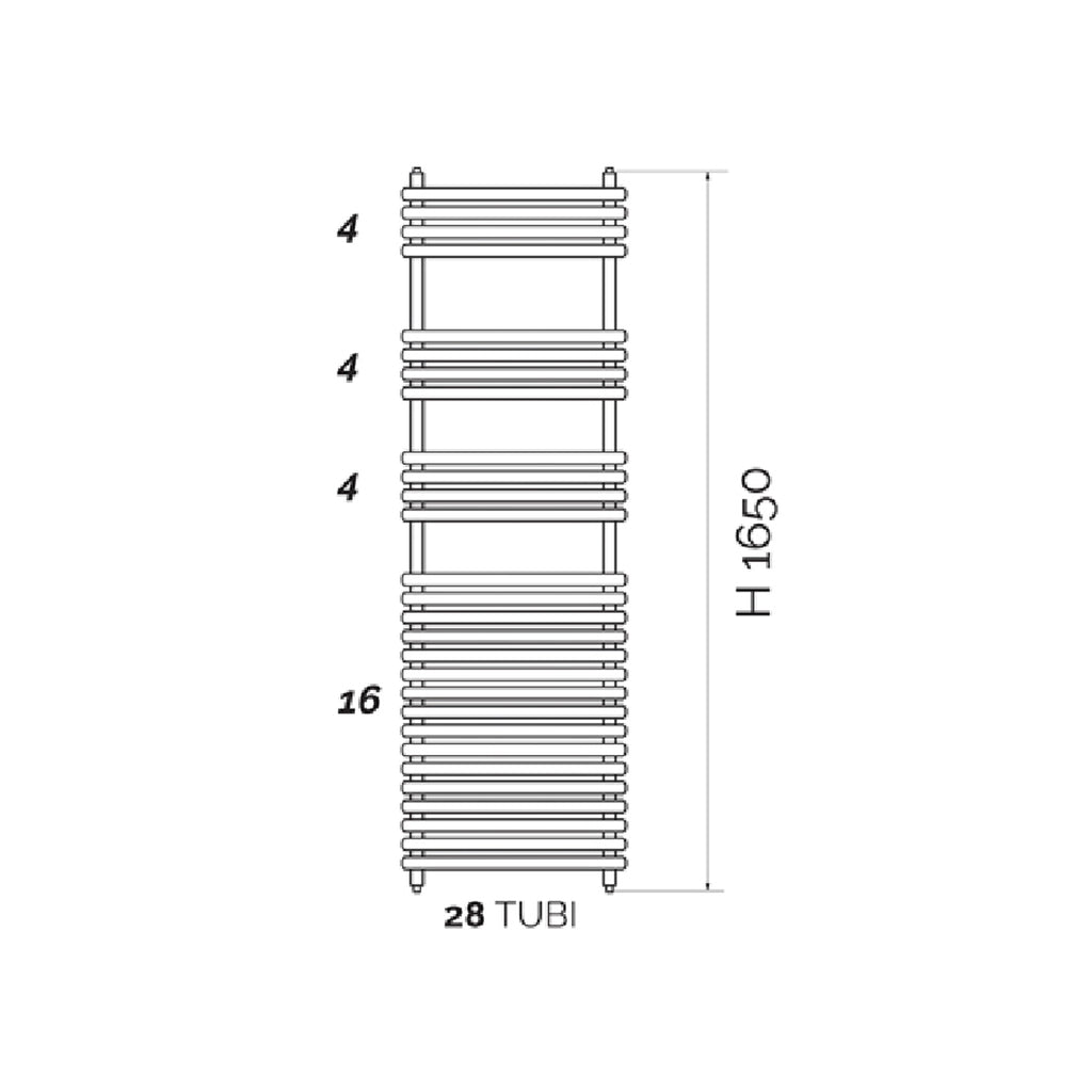 Termoarredo design acciaio cromo Aton tubi tondi orizzontali altezza 1650 mm