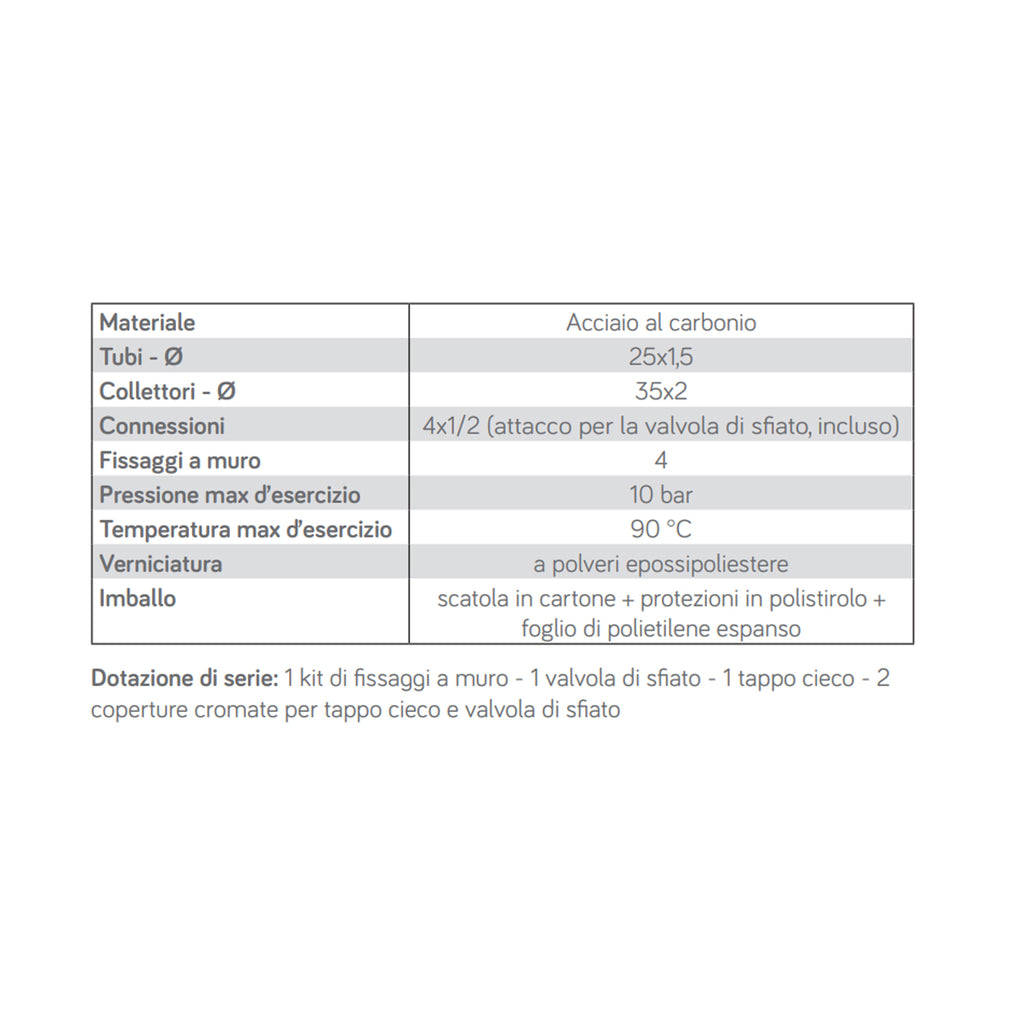 Termoarredo modello Bari a bandiera 1700x500 mm interasse 50 mm modello finitura Antracite