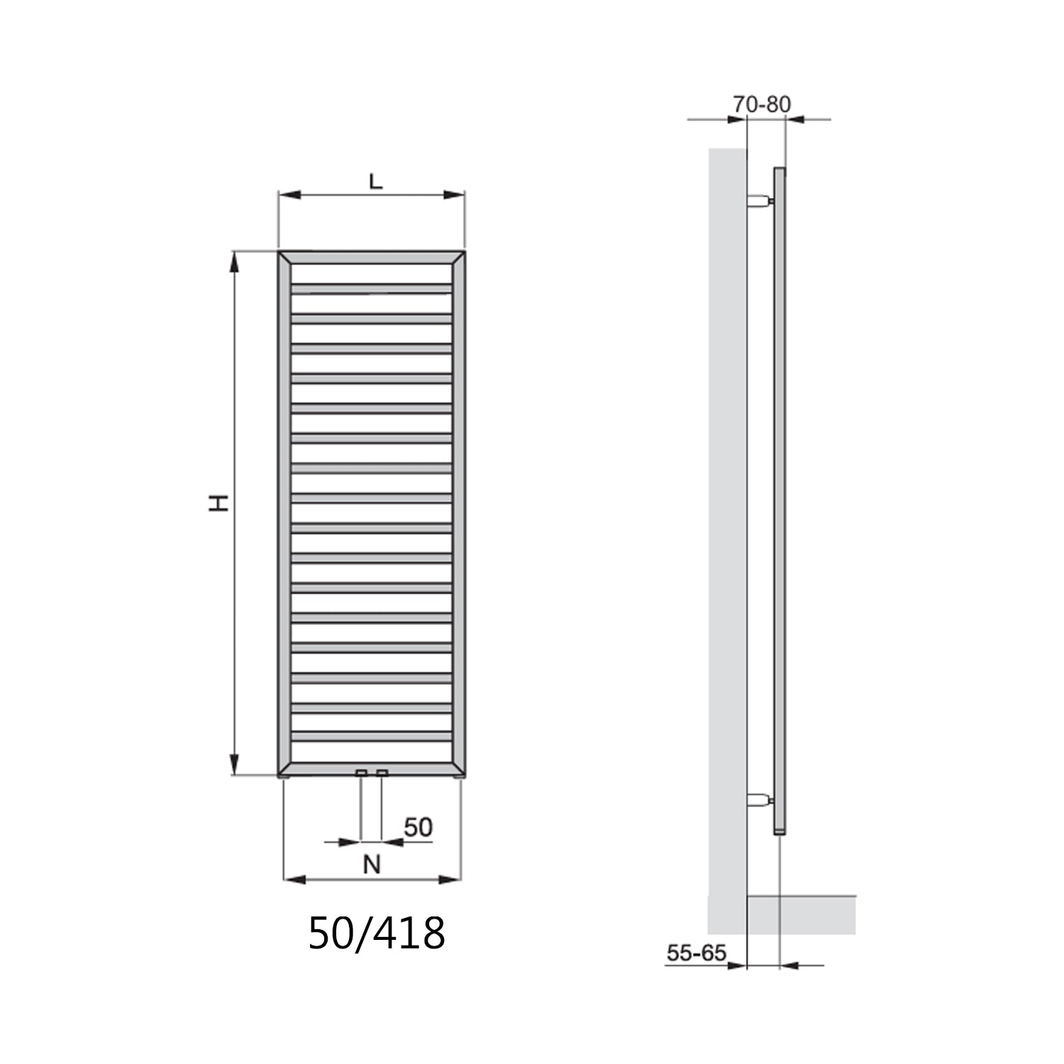 Termoarredo in acciaio con elementi tondi Bianco Zehnder modello Subway H. 1261 x L. 450 mm