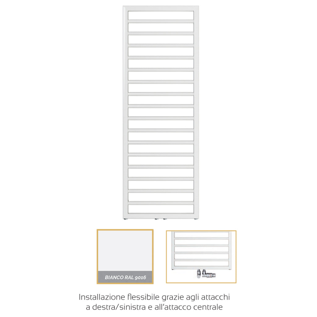 Termoarredo in acciaio con elementi tondi Bianco Zehnder modello Subway H. 1261 x L. 600 mm
