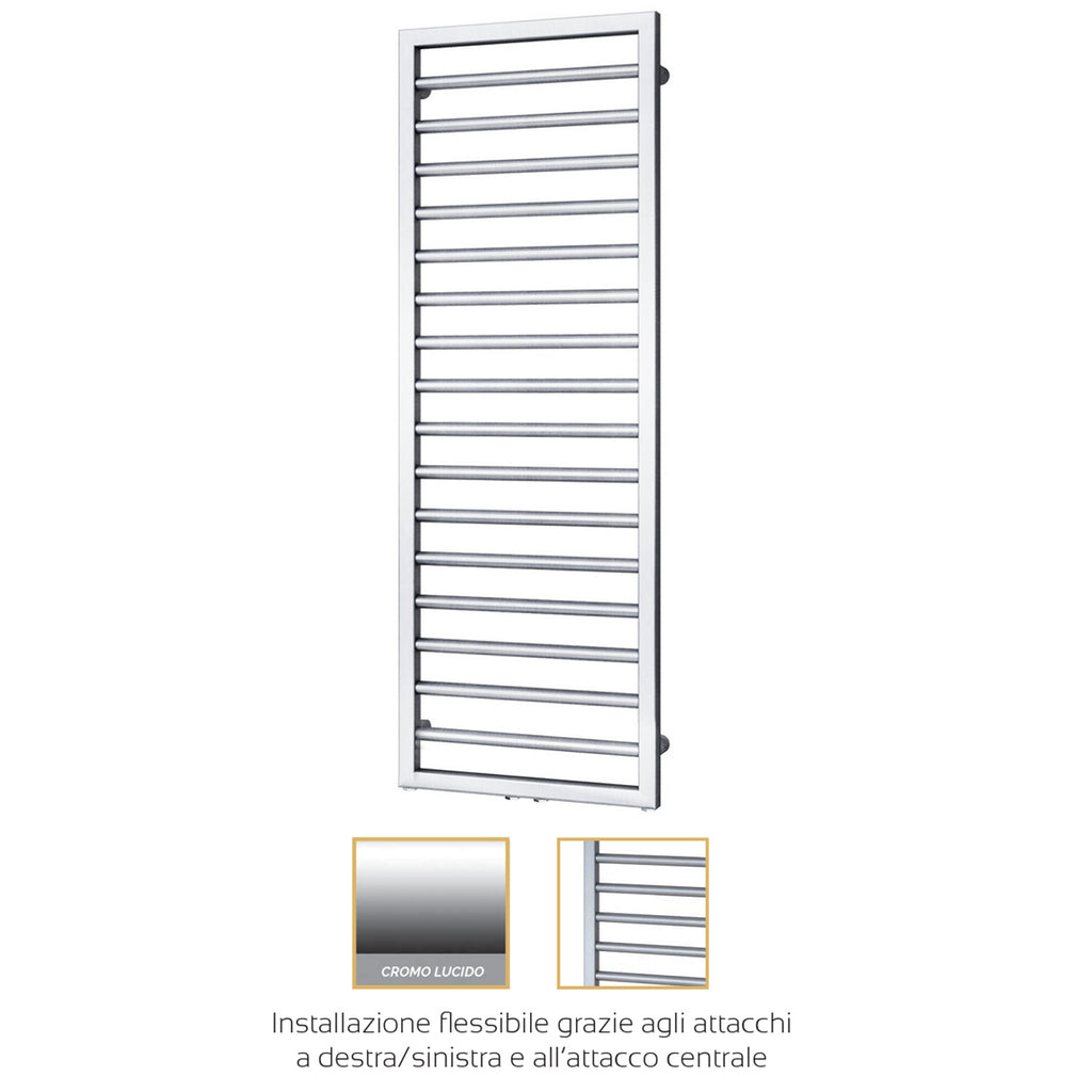 Termoarredo in acciaio con elementi tondi Cromato Lucido Zehnder modello Subway H. 1261 x L. 600 mm