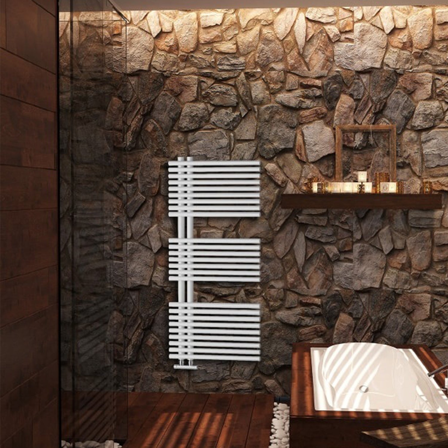 Termoarredo a bandiera 1120x500 mm interasse 50 mm modello Bari finitura Bianco