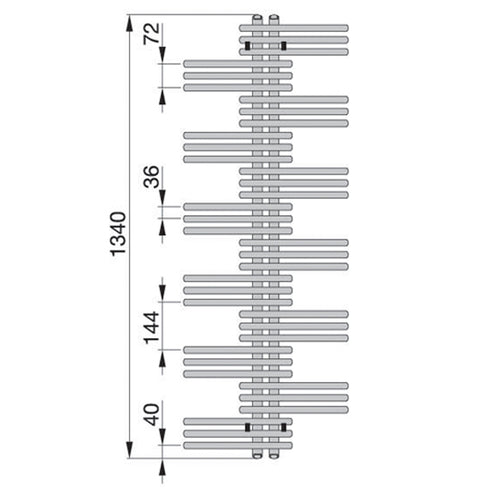 Termoarredo in acciaio con elementi tondi Cromo Lucido Zehnder modello Yucca 1340 x L. 600 mm