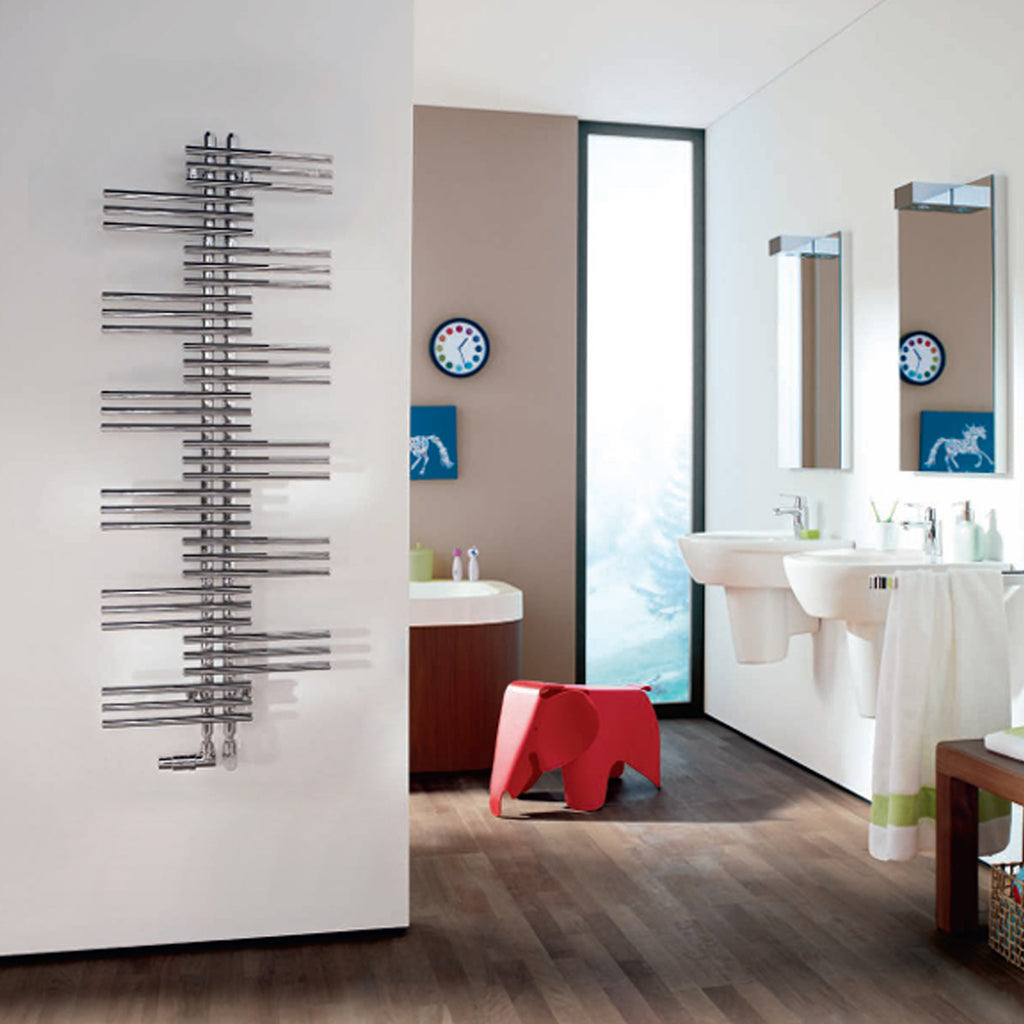 Termoarredo in acciaio con elementi tondi Cromo Lucido Zehnder modello Yucca 1340 x L. 600 mm