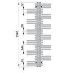 Termoarredo in acciaio con elementi tondi Nero Opaco Zehnder modello Yucca 1340 x L. 600 mm
