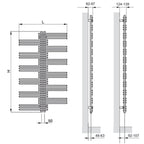 Termoarredo in acciaio con elementi tondi Nero Opaco Zehnder modello Yucca 1340 x L. 600 mm