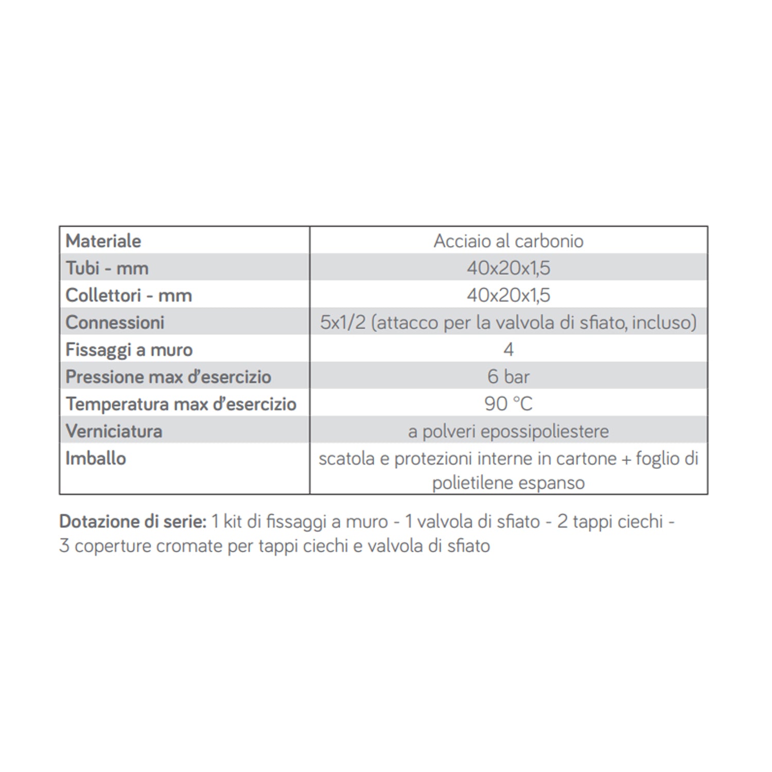 Termoarredo piatto modello Urbino Lazzarini 1200x500 mm interasse 400 mm/50 mm finitura Bianco