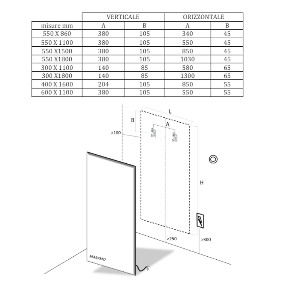 Termoarredo elettrico a piastra modello Perfetto 86x55 cm - Bianco