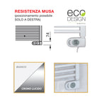 Termoarredo Elettrico Zehnder modello Aura H. 1300 - Cromato lucido 300 Watt