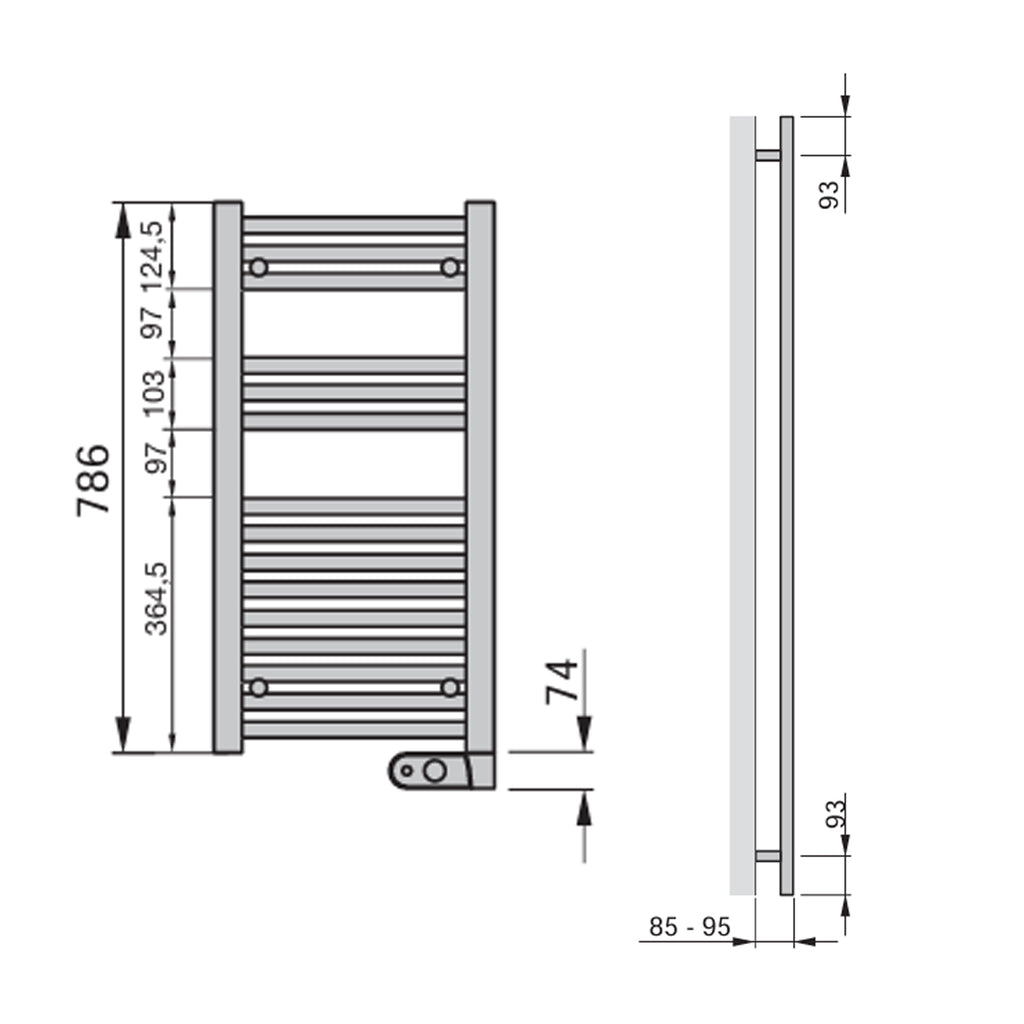 Termoarredo Elettrico Zehnder modello Aura H. 860 - Bianco 300 Watt