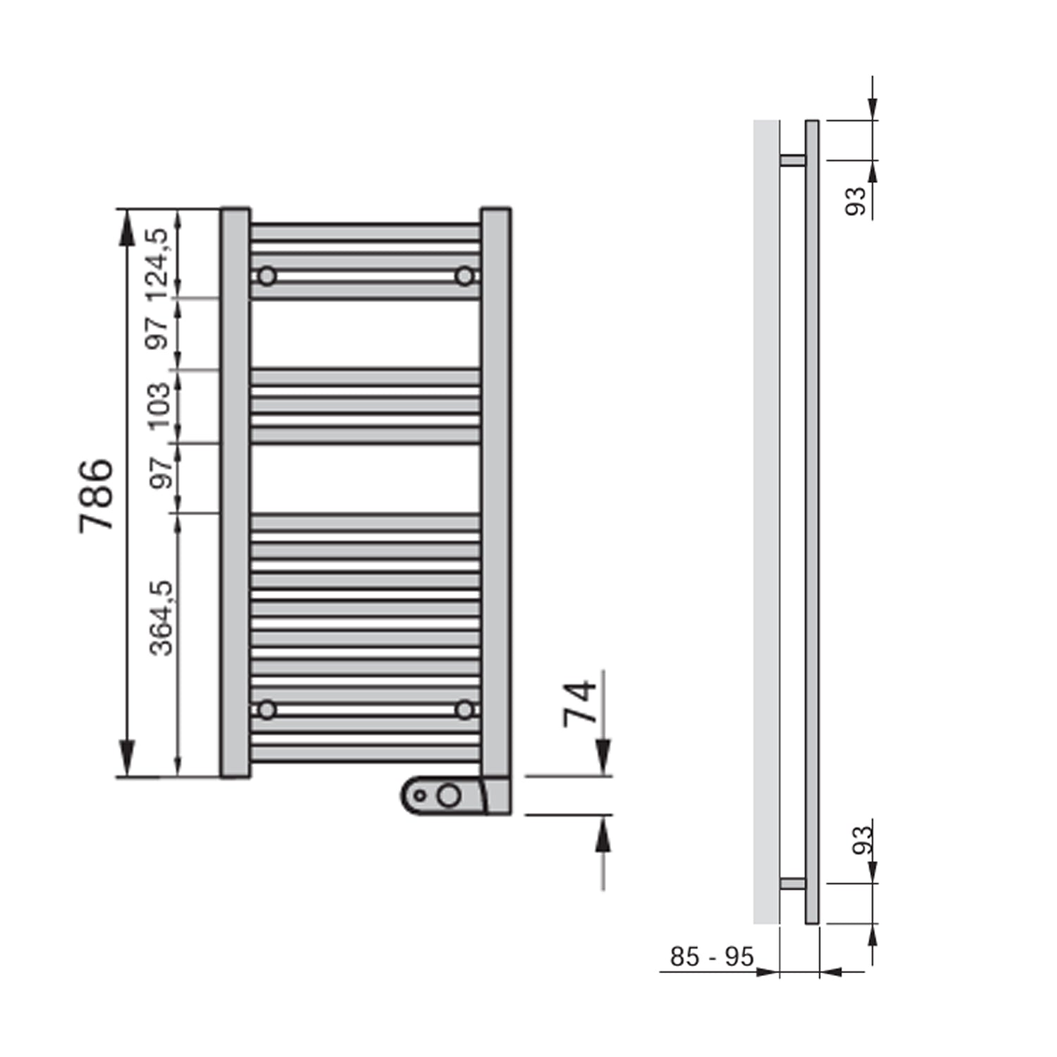 Termoarredo Elettrico Zehnder modello Aura H. 860 - Bianco 300 Watt