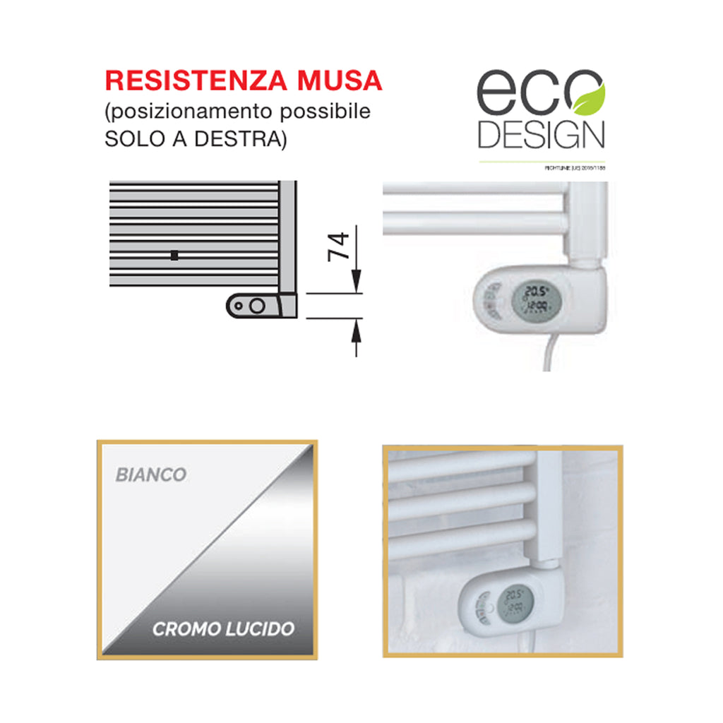 Termoarredo Elettrico Zehnder modello Aura H. 980 - Bianco 500 Watt