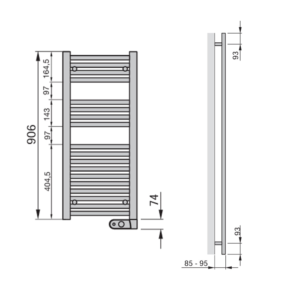 Termoarredo Elettrico Zehnder modello Aura H. 980 - Bianco 500 Watt