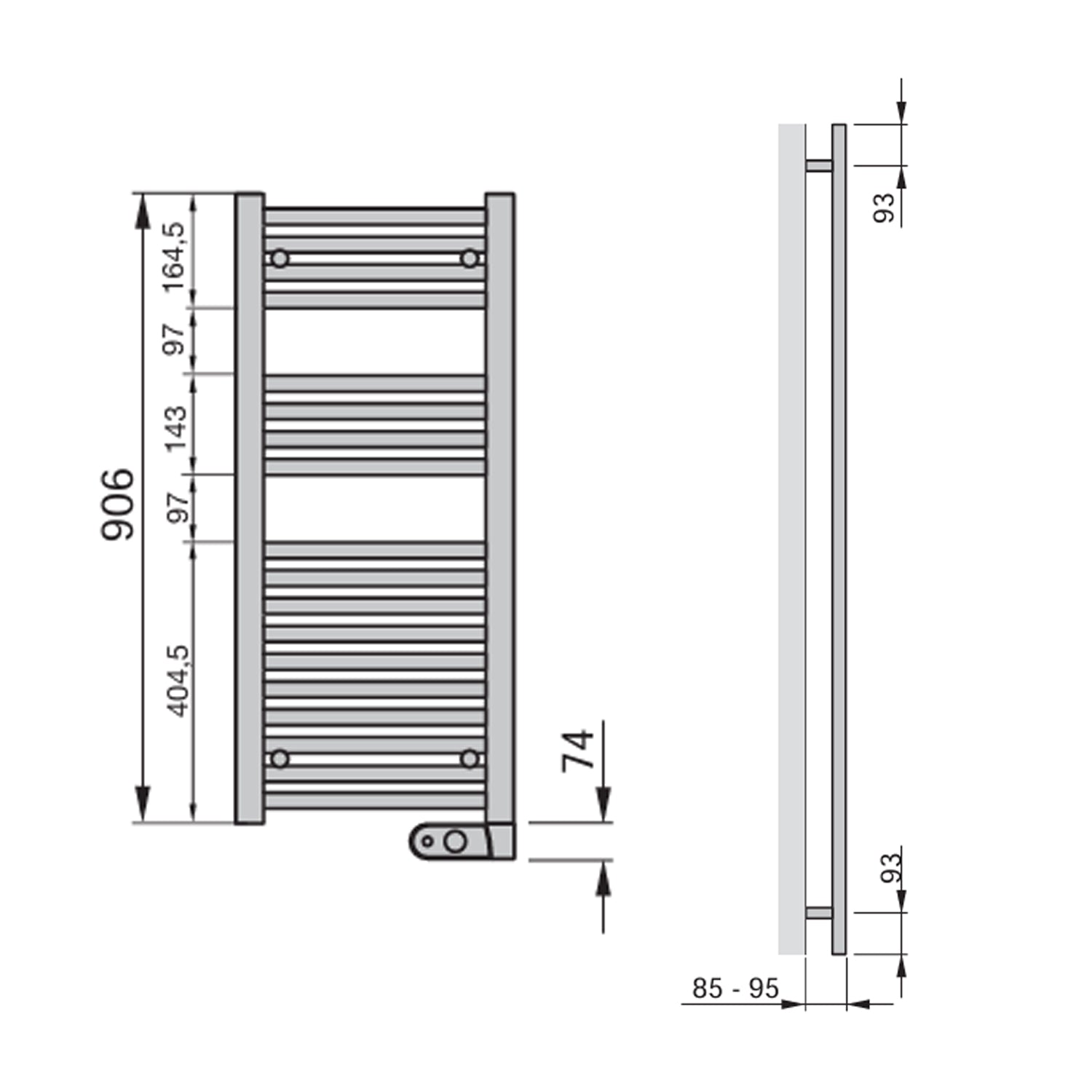Termoarredo Elettrico Zehnder modello Aura H. 980 - Bianco 500 Watt