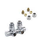 Kit valvola e detentore a squadra per connessioni 50 mm e raccordi multistrato 16x2 mm - Cromo